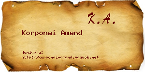 Korponai Amand névjegykártya
